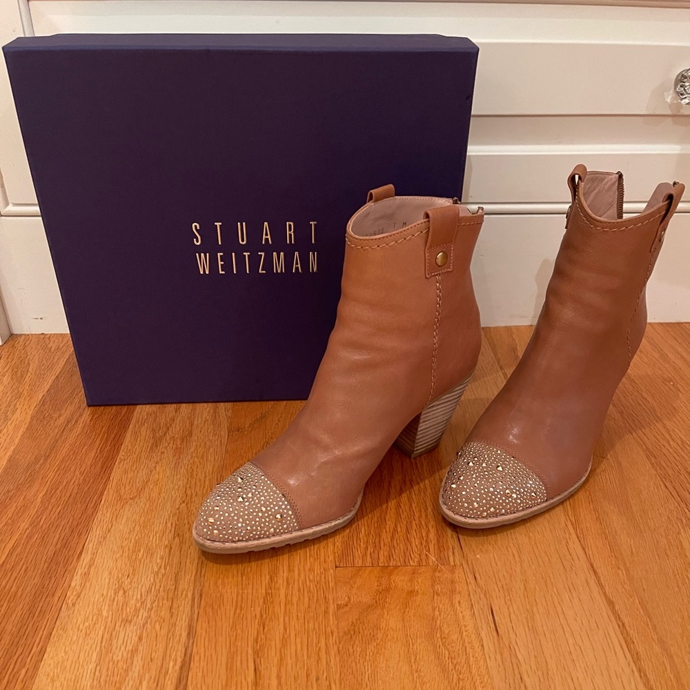 Stuart Weitzman leather and gold stud boots
